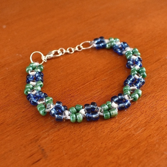 Handmade Jewelry - 2/$20 Blue and Green Beaded Bracelet